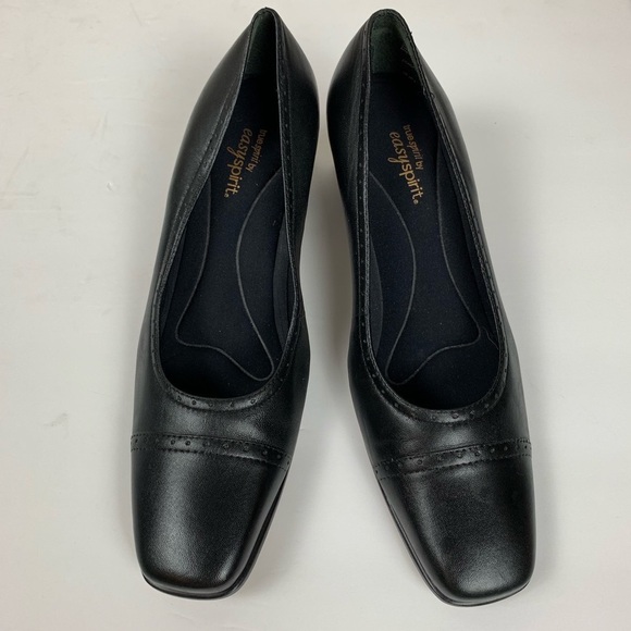 Easy Spirit Black Leather Square Toe Career Shoes - Picture 2 of 9